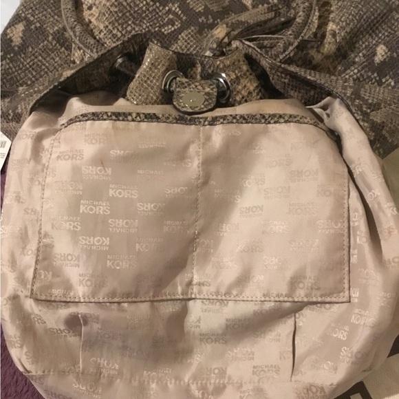 Michael Kors Snakeskin Embossed Leather Hobo Bag - Picture 10 of 16